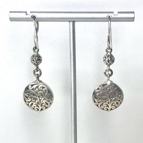 LOIS HILL Mother of Pearl Earrings Inlaid w Sterling Silver Reverses To Cutout - Picture 7 of 13